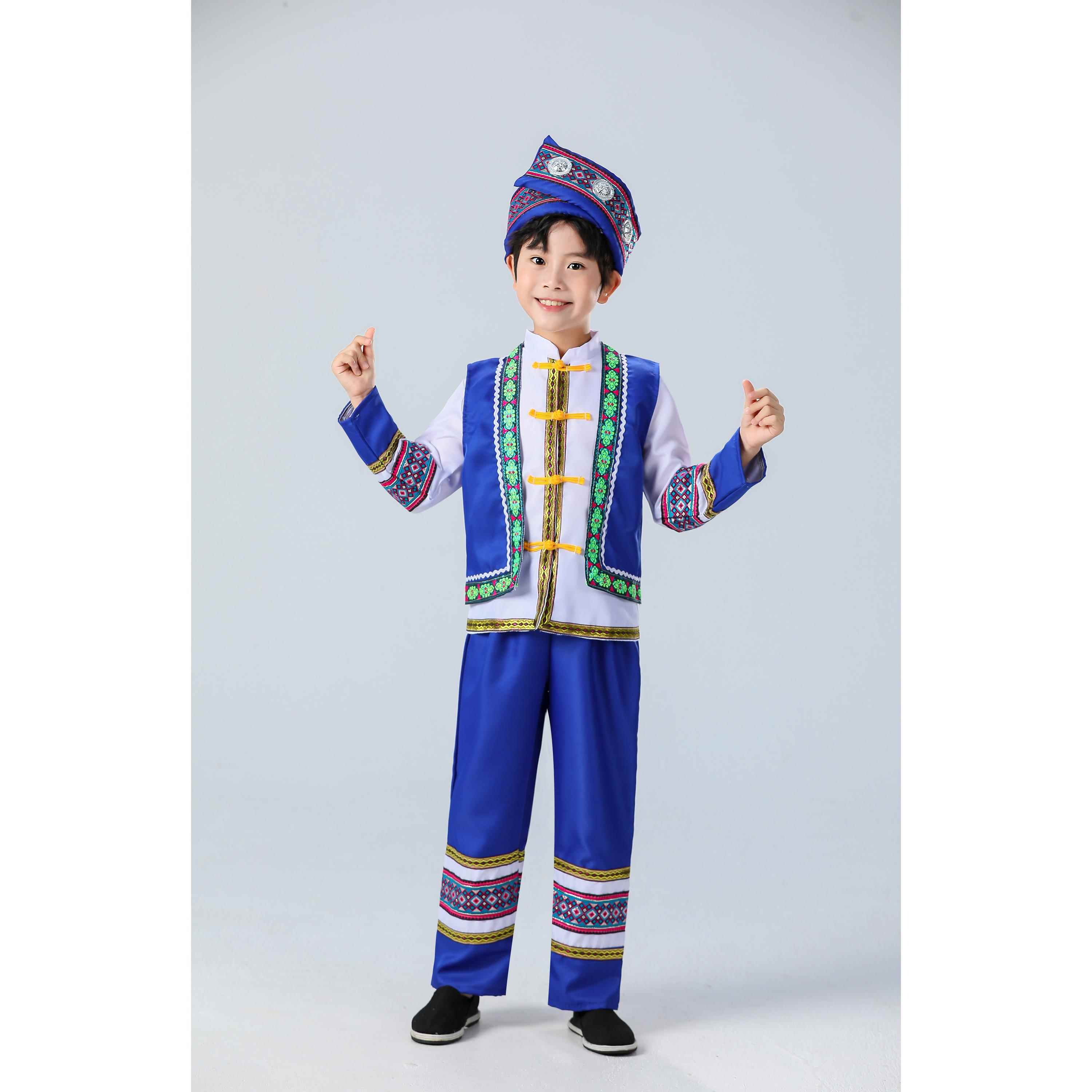 正品服西儿童三月三广壮族服装数民族演出服男女少童舞蹈苗族表演