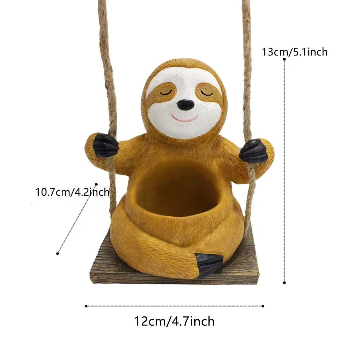 新款树懒秋千小花盆悬挂式树脂花盆动物小花盆可种植多肉现货