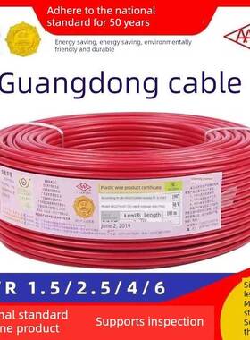 AAA广东电缆厂电线BVB1 1.5 2.5 4 6平方国标单塑多股铜芯软线