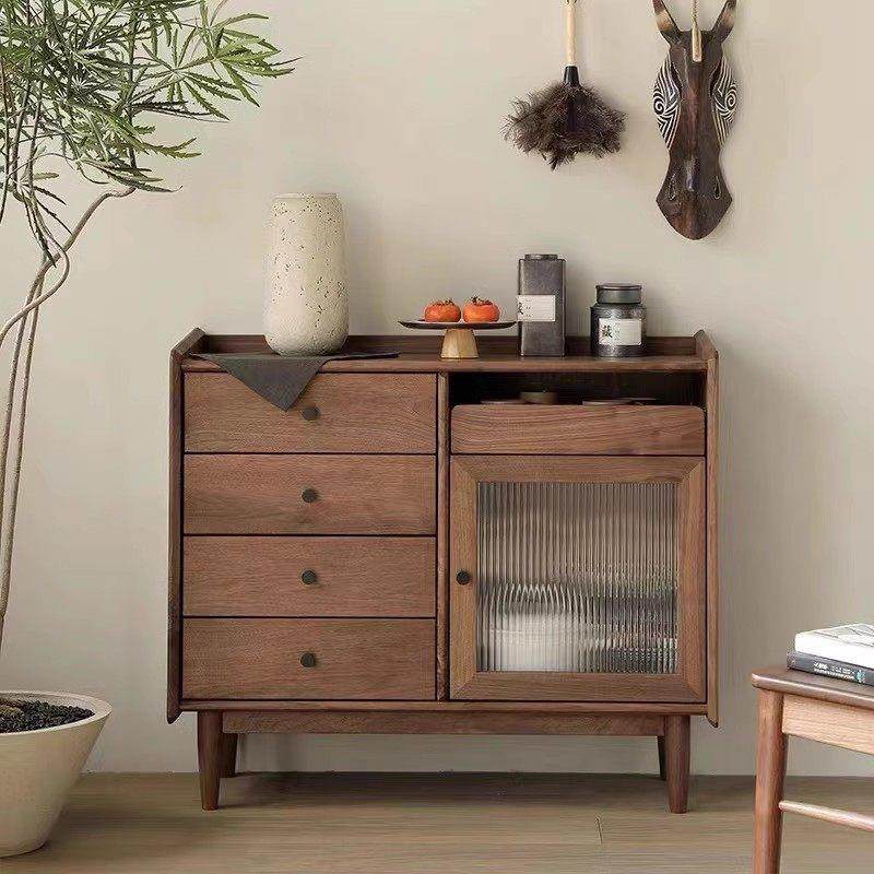 日式实木餐边柜北欧黑胡桃色玄关柜客厅茶水柜现代简约边柜储物柜,住宅家具,餐边柜,淘宝优惠券,粉丝福利购,淘宝优惠卷