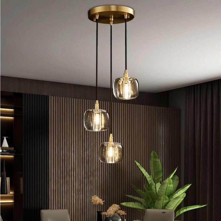 t复式旋转楼梯长吊灯代轻7奢水晶球全现铜吊灯约简lof别墅公寓吊