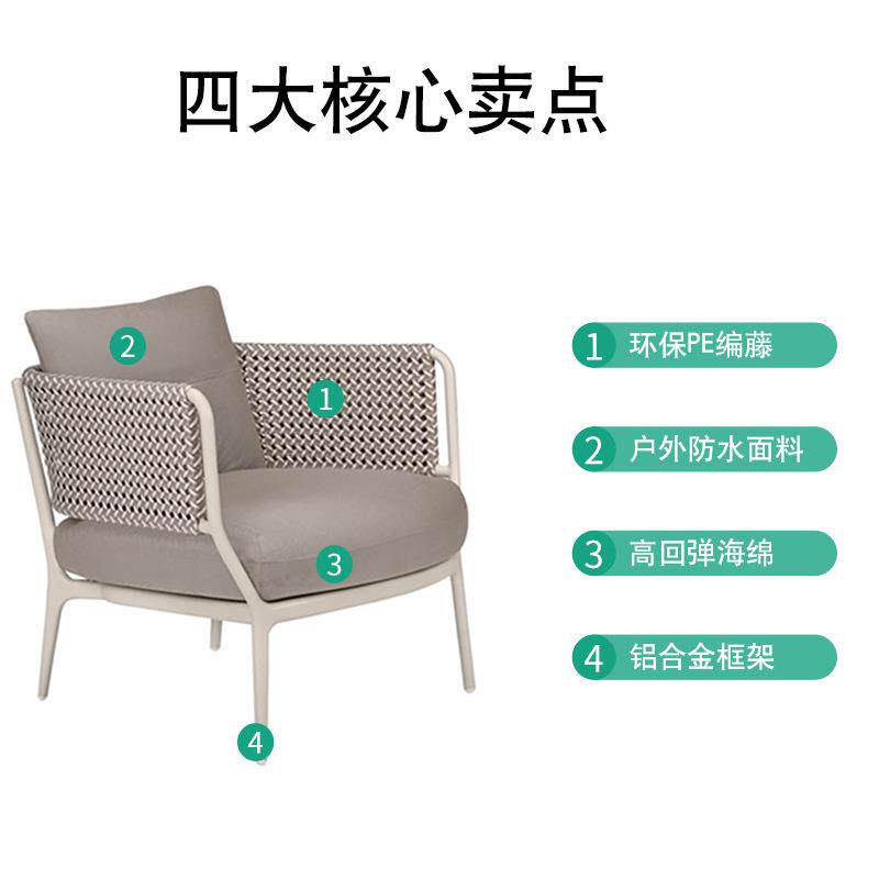 北欧藤椅藤编沙发露台休闲藤沙发庭院阳台茶几设计师户外家具组合