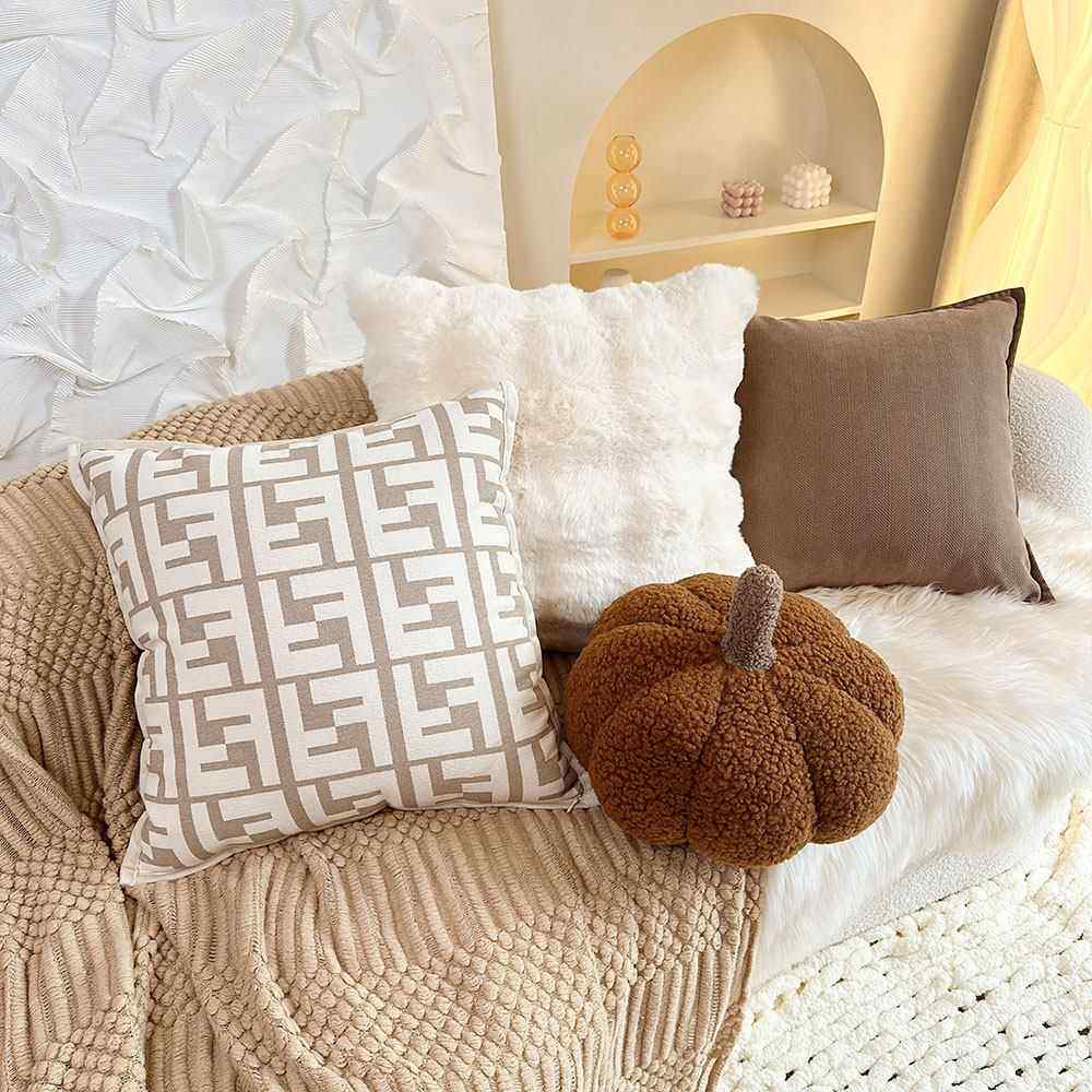 法式棕色奶油风提花抱枕中古美拉德靠枕轻奢高级感客厅沙发靠垫套