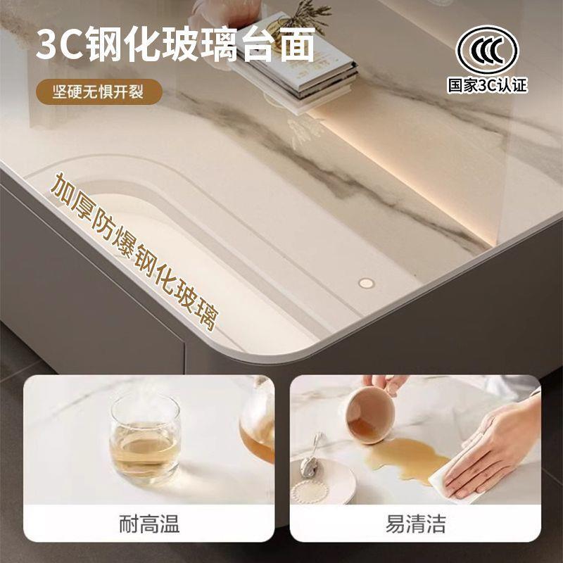 玻璃茶几家用客厅落地电视柜小户型轻奢简约长方形茶几电视柜组合