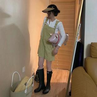 女款 外穿防水防滑网红水鞋 雨鞋 时尚 女 高筒水鞋 防水马丁靴长筒套鞋