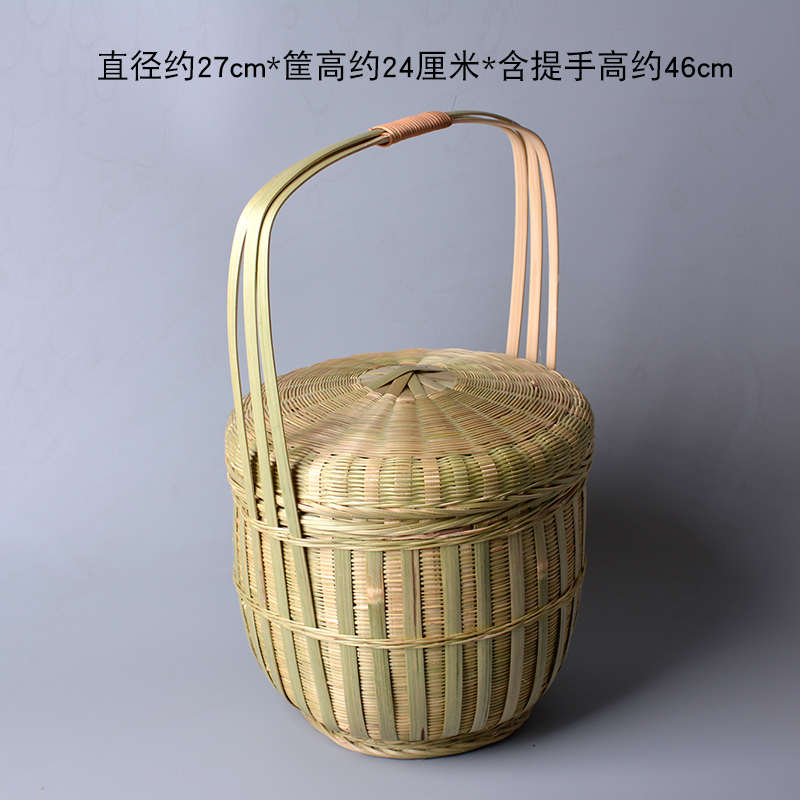 盖收纳竹编篮篮买竹筐带篮家用手提鸡蛋菜筐采摘大竹水果篮篮子