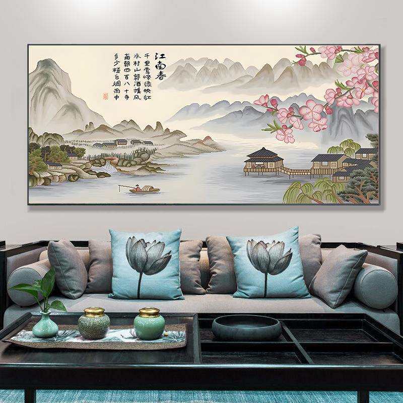 江南春十字绣224新款水客厅满己绣风景0简约大气山手工自绣大A821