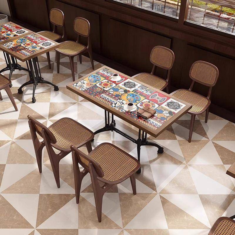 复古咖啡厅桌椅组合商用西餐厅甜品烘焙店港式茶餐厅糖水铺桌椅