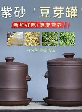纯天然新品带提手款紫砂豆芽罐豆芽机半自动发芽机发菜苗豆苗大号
