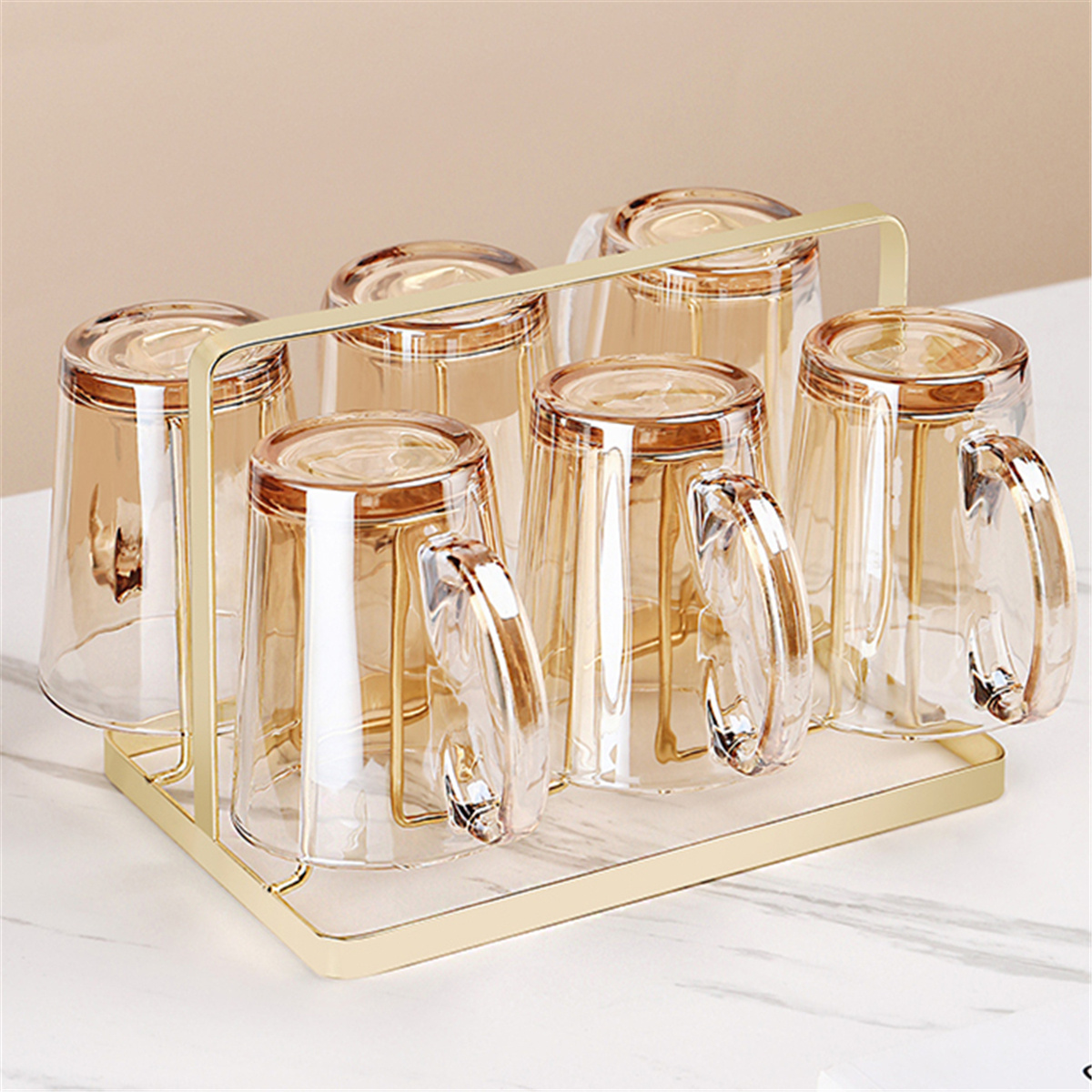 9QXC玻璃杯带把手轻奢喝水杯子女轻奢泡茶杯客厅家庭家用待客杯具