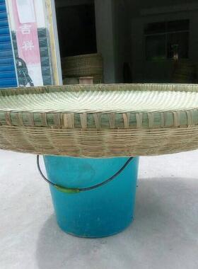 竹编簸箕圆形晾晒竹制品大号加固加深簸箕家用加深农家竹匾晾晒