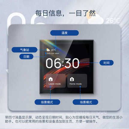 控智能 寸内置tuyaalexa中控制语音控制面板tpp01网关屏zigbee4