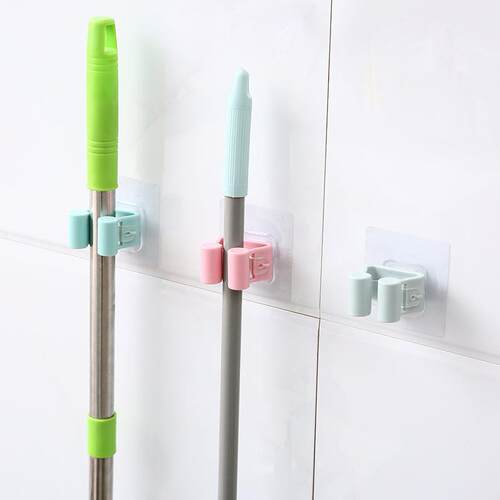 Plastic No-Drill Mop Hanger for Bathroom, Mop Hook for Bathr