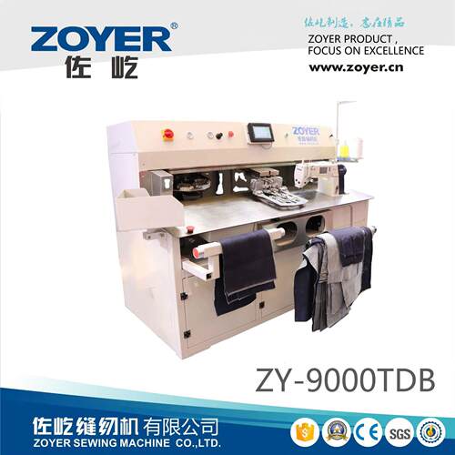 厂家出品ZY-9000TDB全自动贴袋机，牛仔裤口袋缝制设备缝纫机