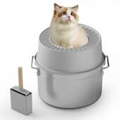 不锈钢猫带打理猫咪圆猫铲盆宠物盆猫宠物加高砂砂溅防厕所外易