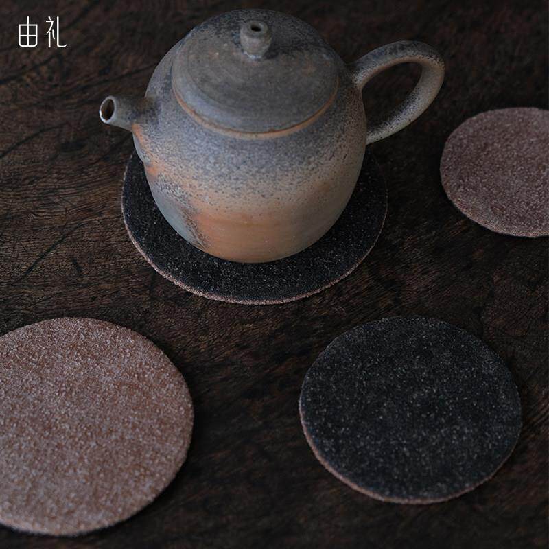 定制香云纱圆形杯垫茶垫茶布杯托壶隔热垫壶承垫覆古吸水茶杯壶垫