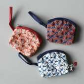 布茗堂 布艺零钱包卡包证件包 蓝染印花拉链小手包