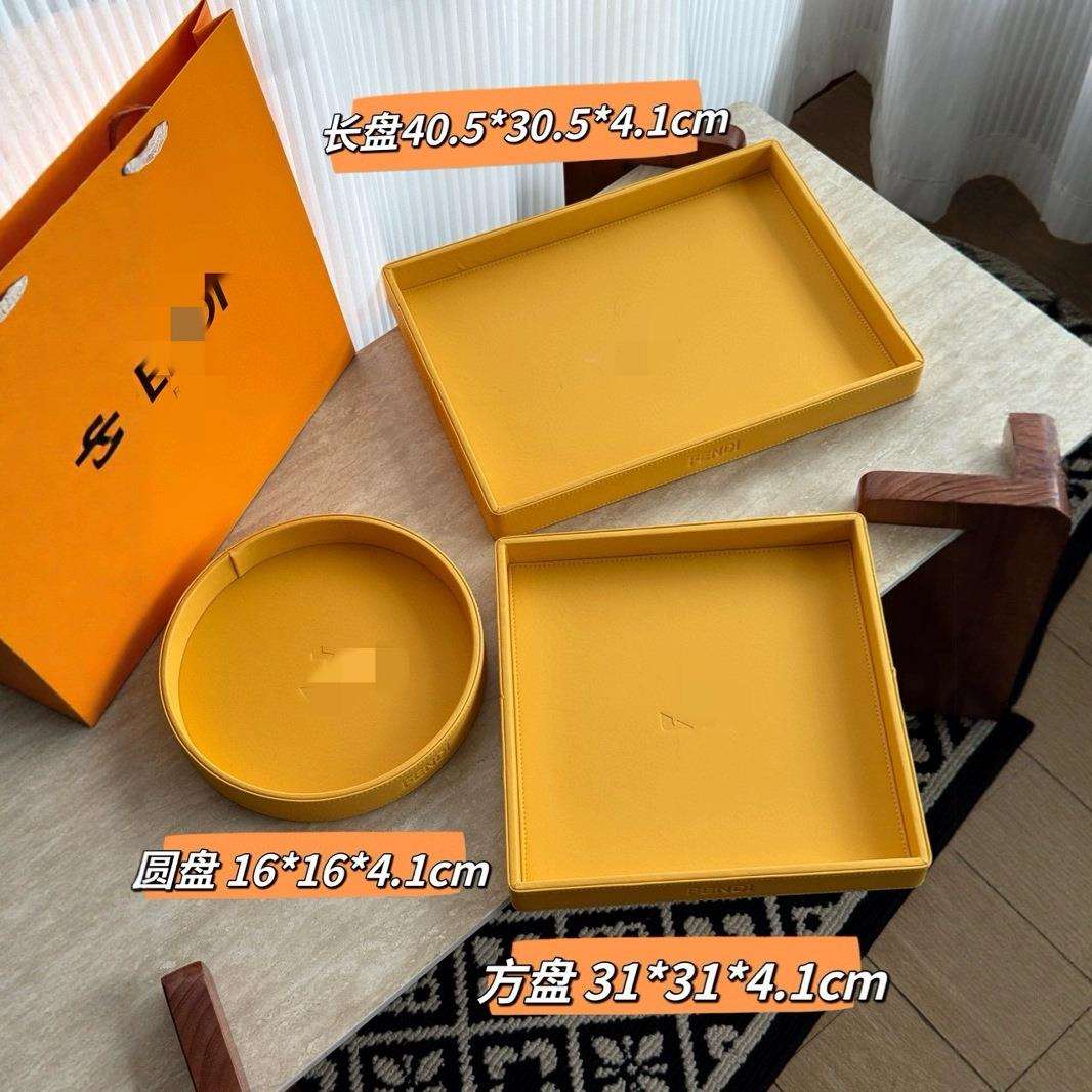芬家轻奢现代手工皮革钥匙盘收纳篓样板间衣帽间摆件衣柜收纳盒子