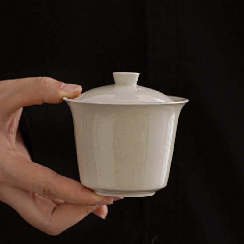 草木灰二三才盖碗壶承组合功夫茶具单个陶瓷茶具大号敬茶碗不烫手