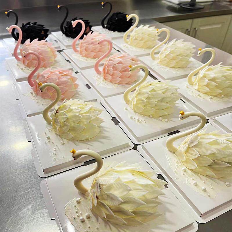 网红成品巧克力黑白天鹅颈6-8寸蛋糕可食用装饰新款羽毛插件包邮