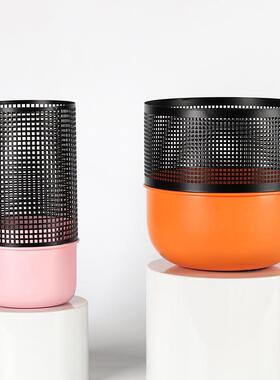 简约现代金属镂空几何花器网格花瓶艺术摆件售楼处样板房软装饰品