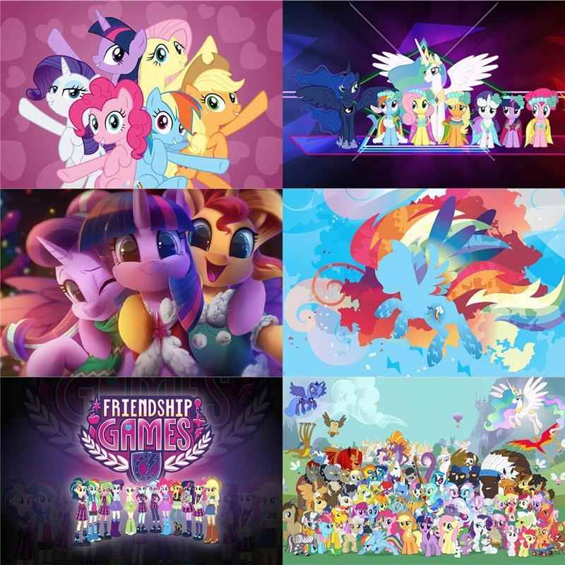 小马宝莉卡通动漫自粘背胶海报纸墙贴画卧室宿舍装饰防水定制