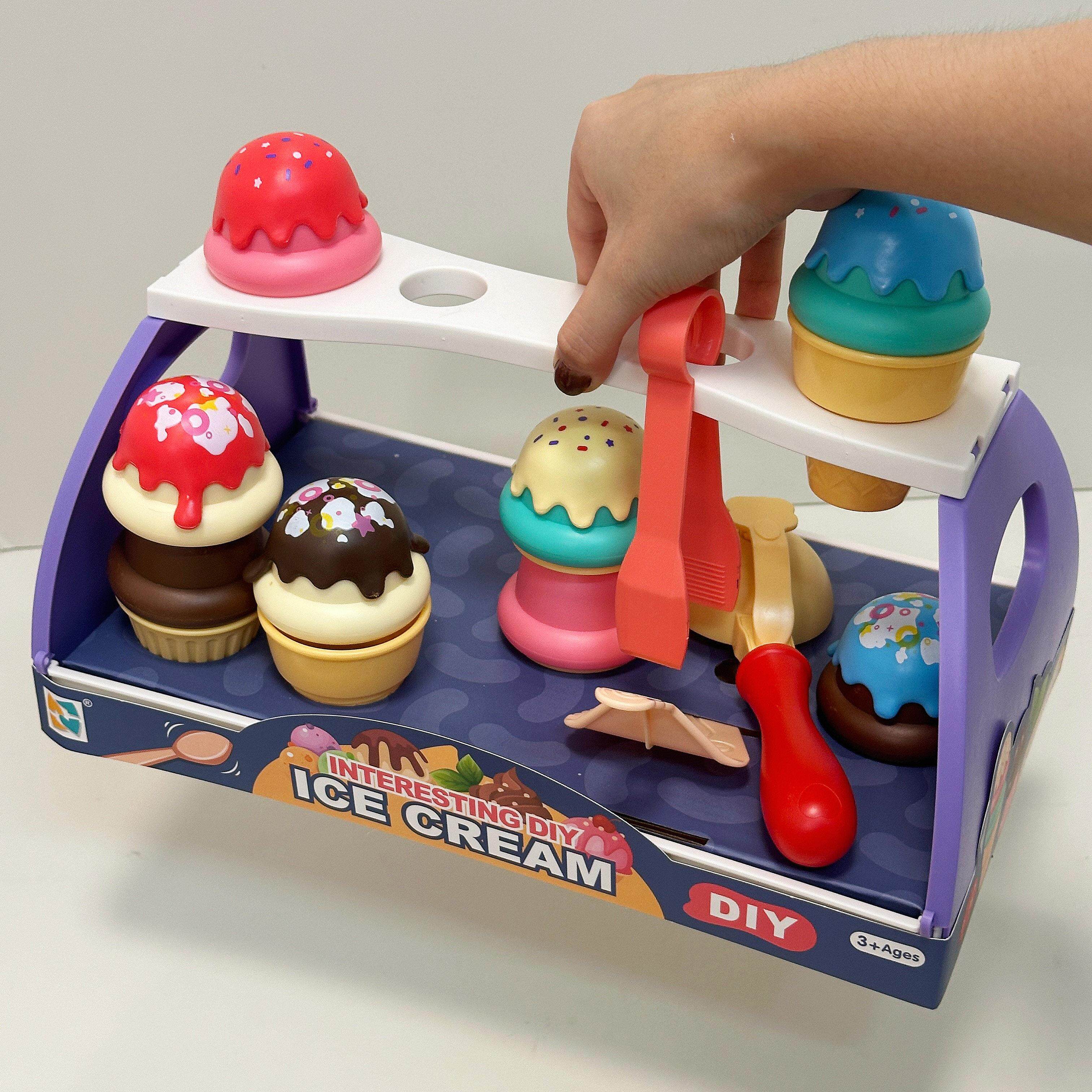 儿童过家家冰淇淋雪糕机套装售卖店diy甜筒小女孩三岁3宝宝2玩具
