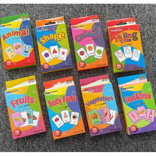 36pcs Children Cognition Cards Body Parts Animal Fruits Doub