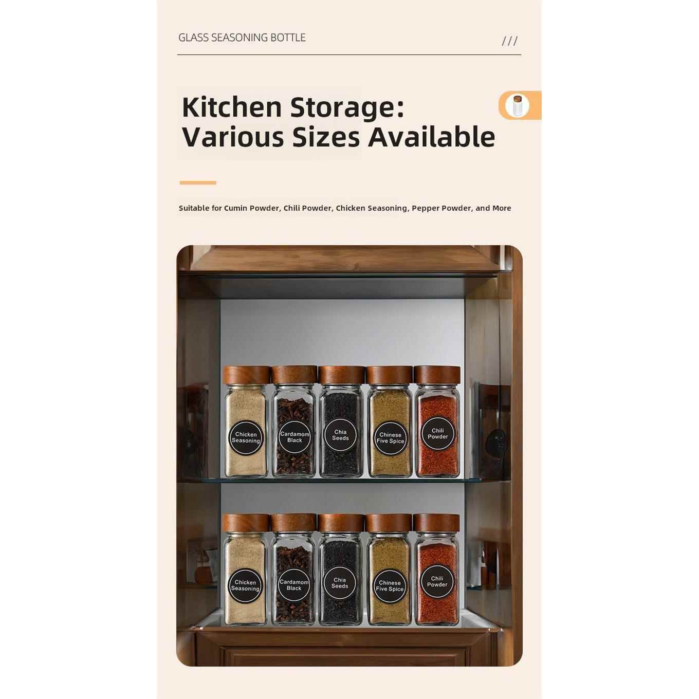 120ml Glass seasoning bottle spice jar salt kitchen storage