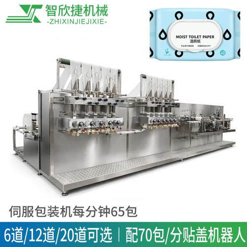 家用湿巾生产线 全自动30-120片湿巾包装线多片全自动生产线