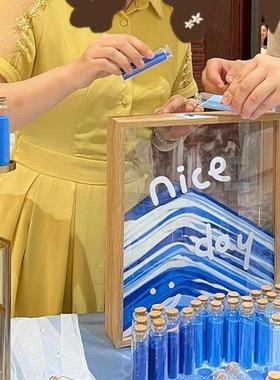 结婚装饰摆件流沙画签到相框材料婚礼场景布置订婚祝福彩沙画