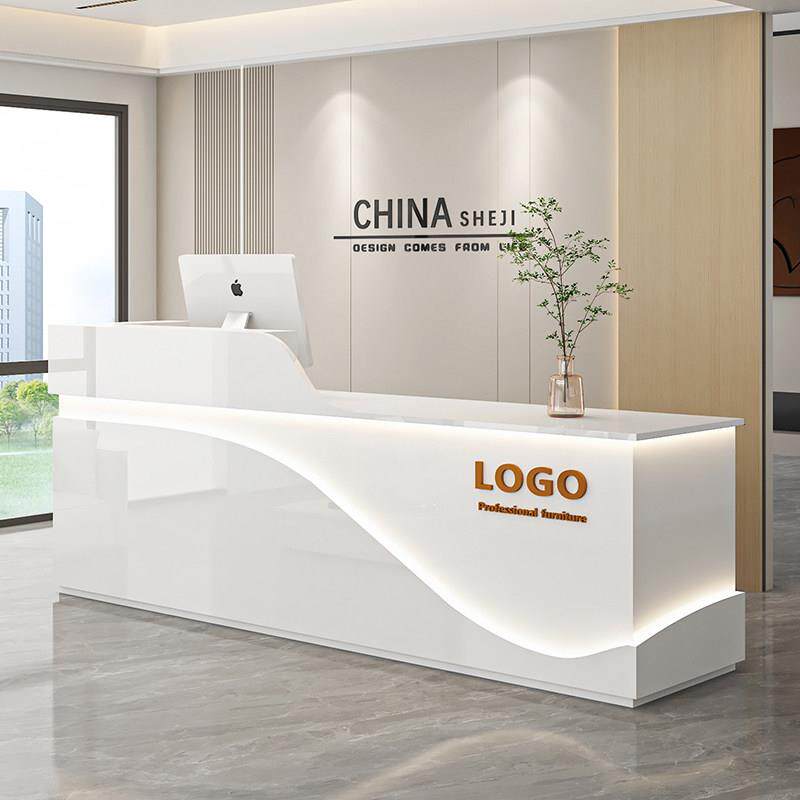 吧台收银柜台简约现代奶茶店烤漆小型吧台柜服装商用前台公司接待