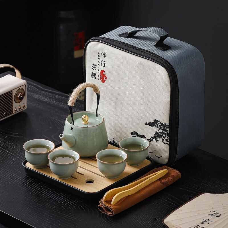 便携一壶旅行茶具套装旅游泡茶四杯围炉快客杯户外功夫茶具陶瓷竹