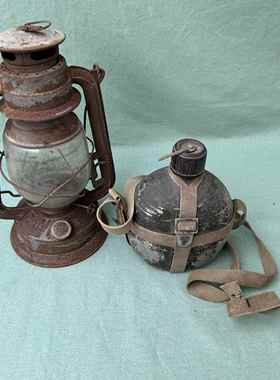 民俗怀旧马灯煤油灯老式手提灯行军壶水壶农村复古装饰老物件摆件