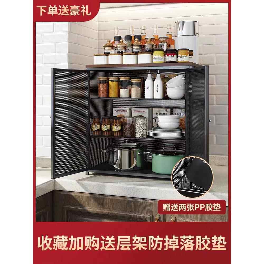 厨房碗柜家用碗碟沥水透气放剩菜置物架台面微波炉收纳小型储物柜