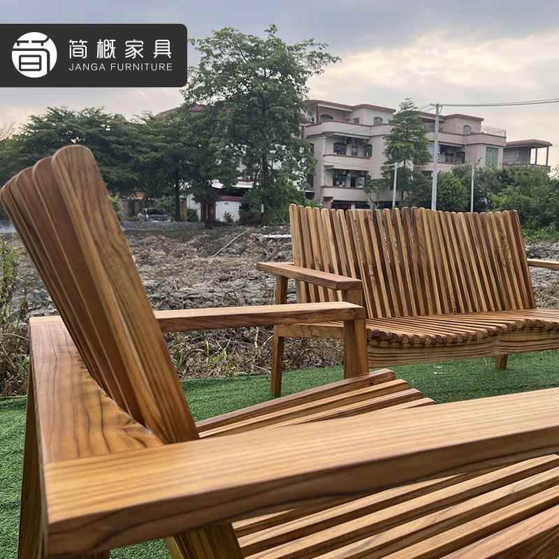 801户外休闲家园具庭院花别墅实木发露台民宿外室柚木茶几沙桌椅