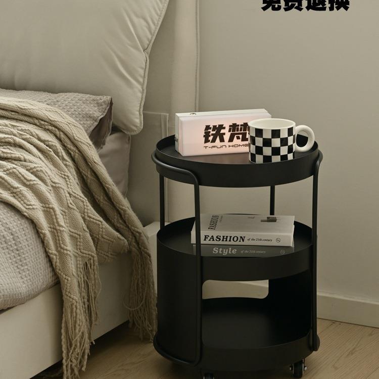 桌奶油可移动边几小圆客风厅迷你茶几24TF005B床头旁桌子沙发边置