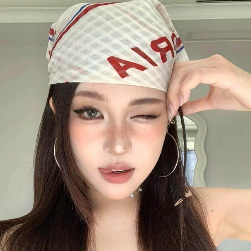 美式y2k千禧辣妹包头头巾夏季2025新款薄款嘻哈街头潮酷方巾发带