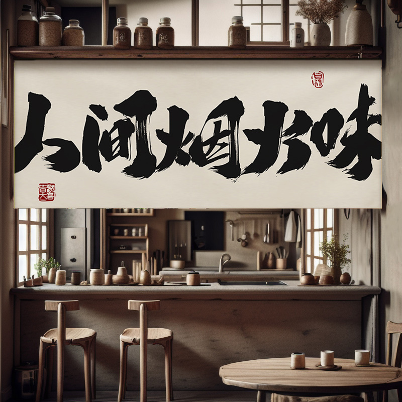 出餐口遮挡帘布帘取餐口半帘短帘防油烟厨房门帘饭店餐厅隔断帘子