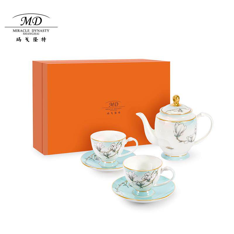 高档玛戈隆特玉兰开骨瓷具茶具套装花咖啡杯高颜情侣家用咖啡器套