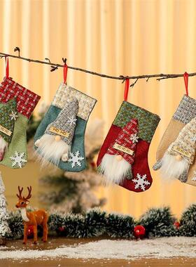 Burlap Christmas Stocking, Rustic Gift Bag & Candy Holder