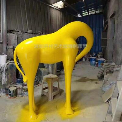 酒店大堂大型落地摆件长颈鹿雕塑艺术品创意售楼处玻璃钢软装饰品