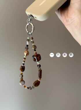 一祇呆鹅｜海盐琥珀 手工自制手机挂绳捷克琉璃串珠美拉德秋冬ccd炼AI