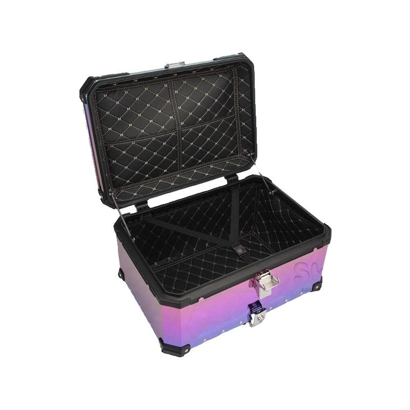 炫彩新款后备箱镀彩镭射45L-100L电镀摩托车不锈钢镜面后尾箱