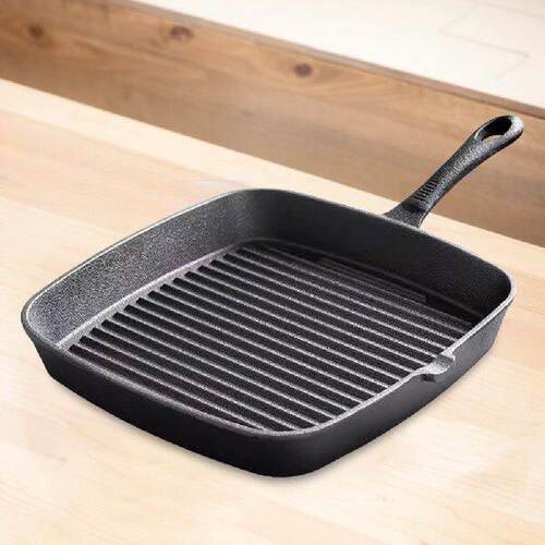 Cast Iron Household Square Stripes Frying Steak Pan