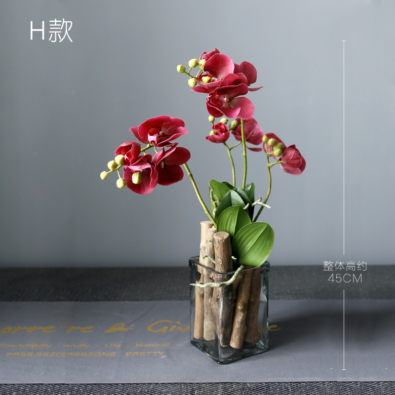 蝴蝶兰假花仿真花客厅装饰摆设高档白色盆景黄色绢花室内欧式摆件