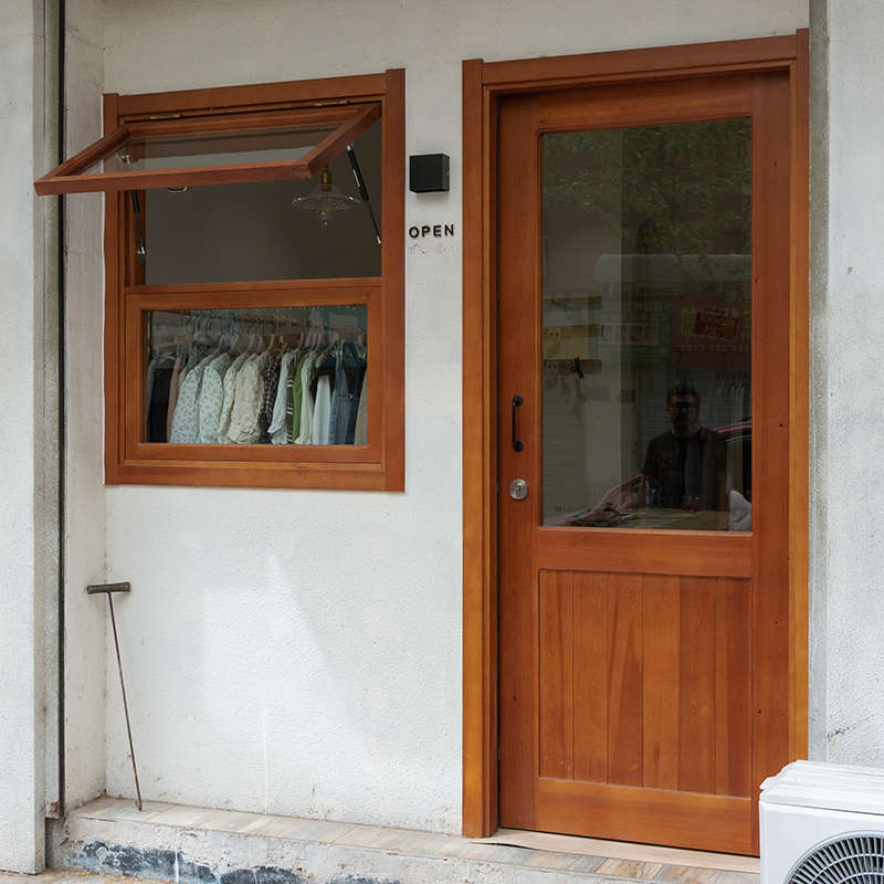 实木上翻窗定制白蜡红橡红樱桃木门窗玻璃木门窗服装店甜品店门窗