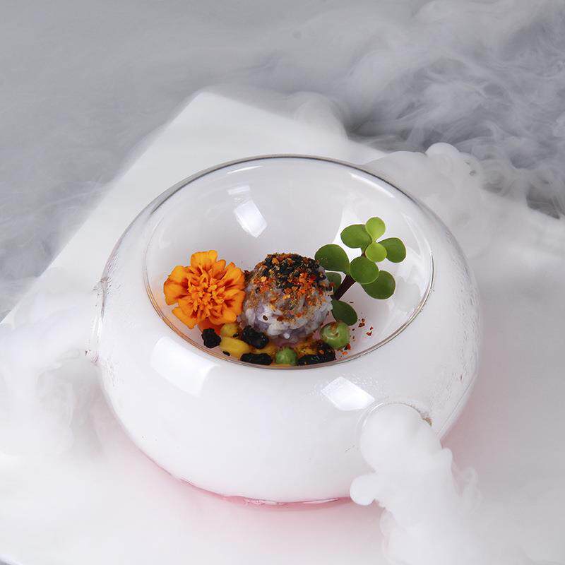 新款创意干冰冒烟意境餐具分子料理美食器皿 个性透明玻璃餐具