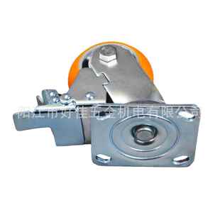 818产4X2重型双轴承铝品芯圆形聚氨酯PU轻灵巧活弧双刹脚轮