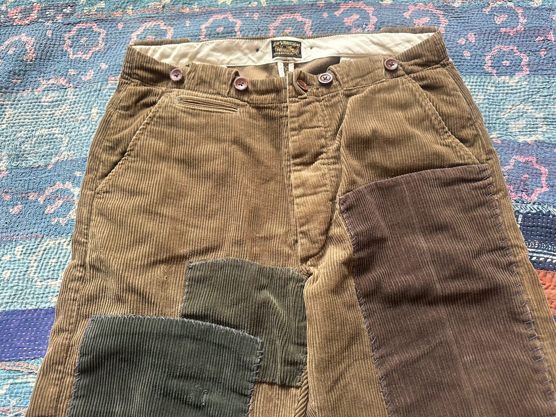 Levi's Brown Corduroy Patchwork Pants — detail